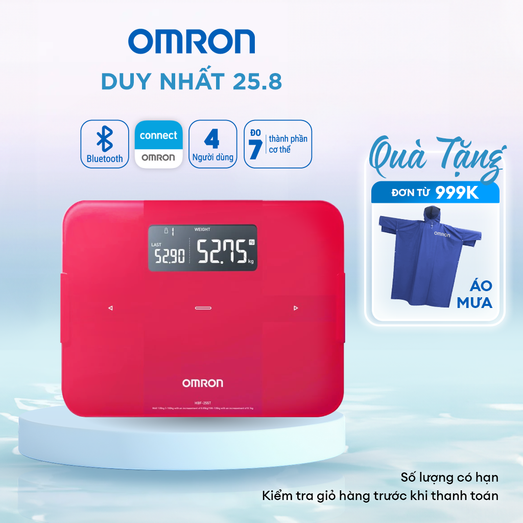 Máy đo thành phần cơ thể omron hbf-255t - kết nối điện thoại - thương hiệu nhật bản