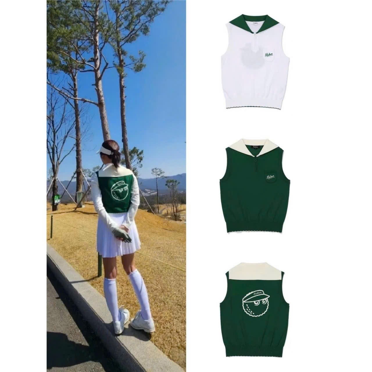 Áo golf nữ malbon chất liệu dệt kim co giãn tốt