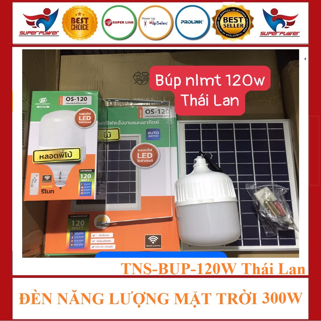 Đèn năng lượng mặt trời bóng búp 120w tns-bup-120w thái lan - hàng chính hãng