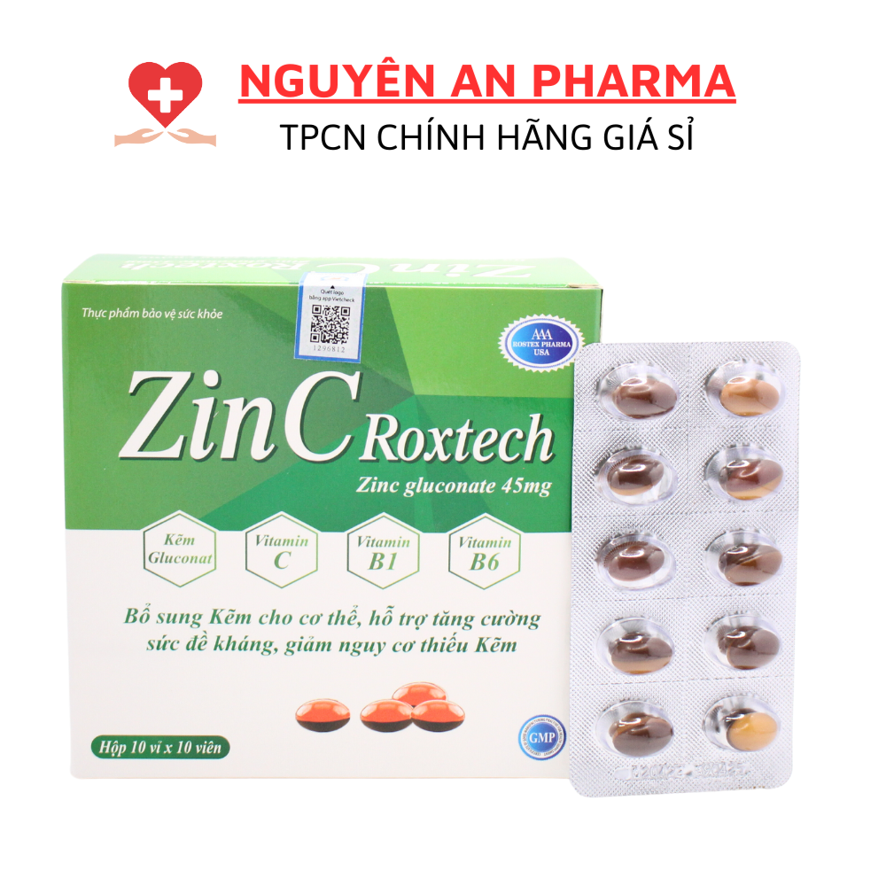 Viên uống ZinC Roxtech bổ sung Kẽm, Vitamin C giúp tăng đề kháng