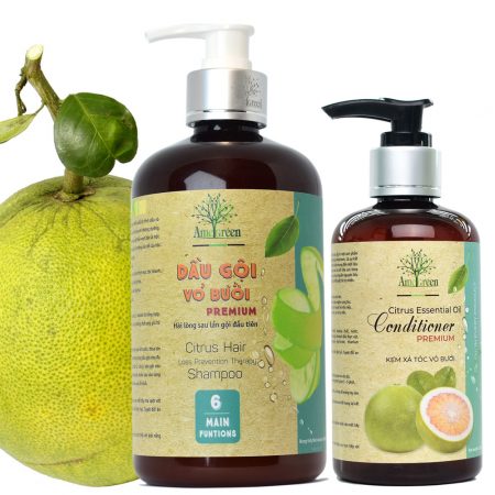 Combo dầu gội vỏ bưởi cao cấp 600ml và kem xả tóc vỏ bưởi premium 250ml
