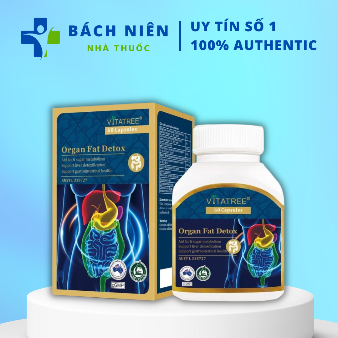 Thải độc mỡ nội tạng Vitatree của Úc 60 viên, Viên uống thải độc mỡ nội tạng Vitatree Organ Fat Detox