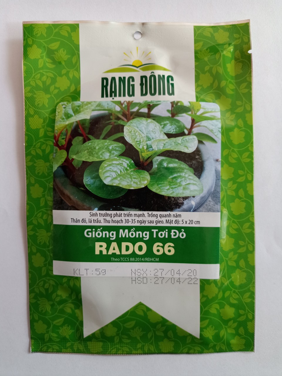 Hạt giống rau mồng tơi đỏ Rạng Đông