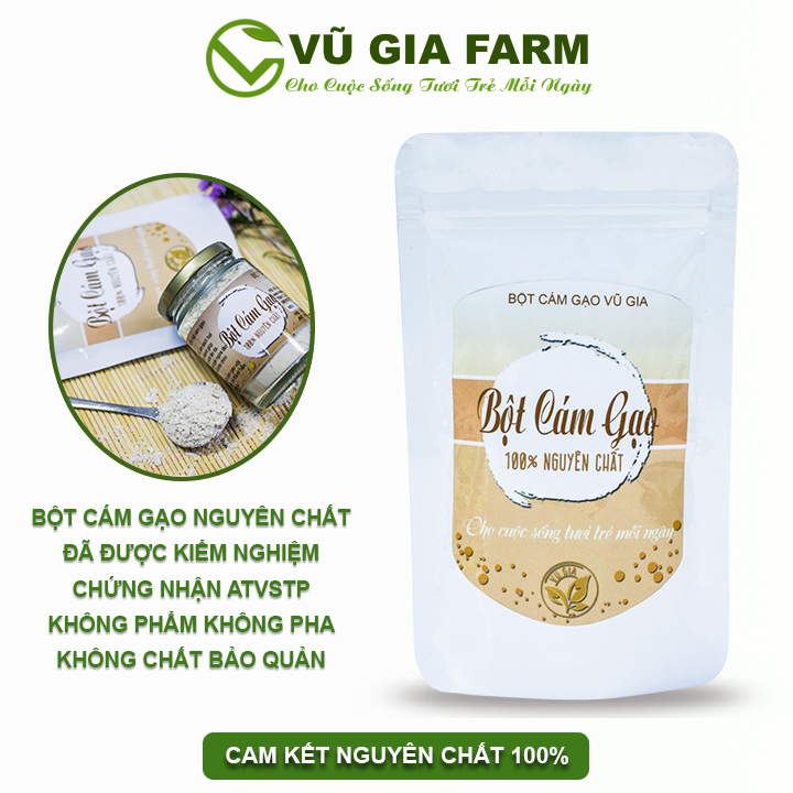 Bột Cám Gạo Nguyên Chất Vũ Gia (100g/túi) - Đắp mặt nạ dưỡng da tắm trắng, cải thiện sắc tố da, tẩy tế bào chết - Đã được kiểm nghiệm y tế