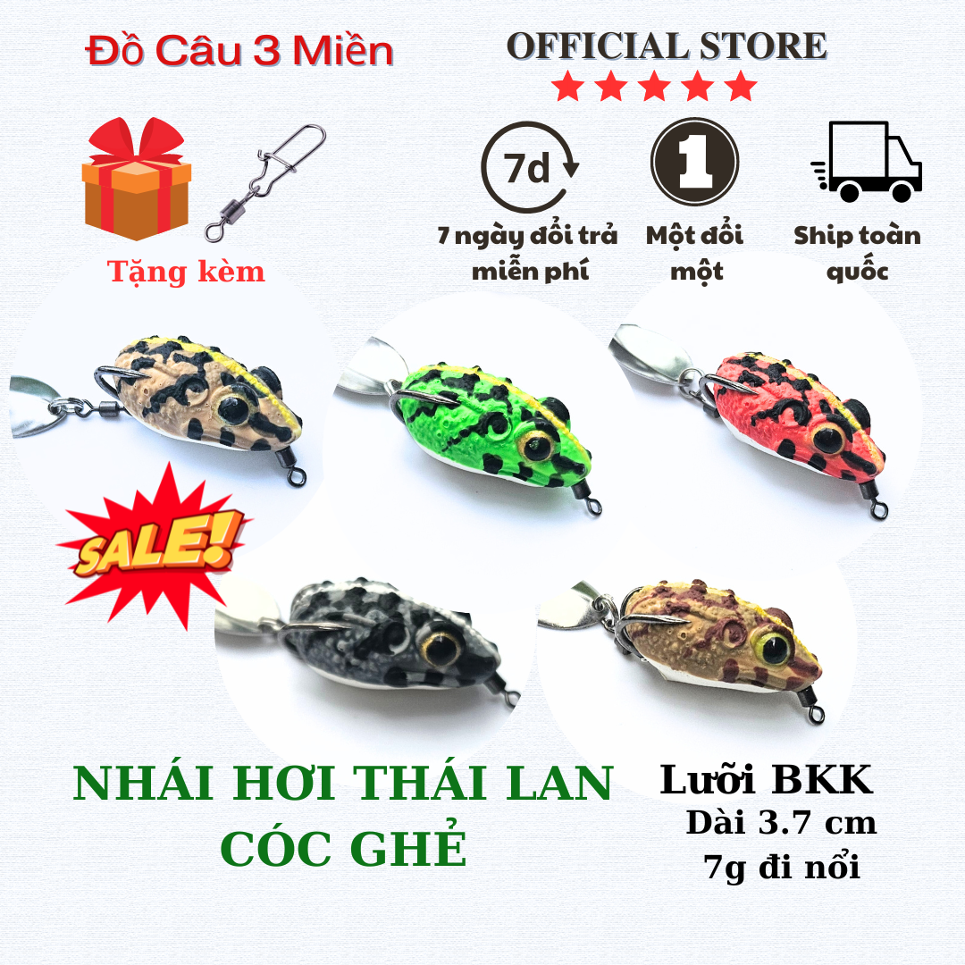 Mồi nhái hơi thái lan cóc ghẻ V2 , Mồi câu cá lóc, chẽm, trê, vược.... mồi câu lure siêu nhạy