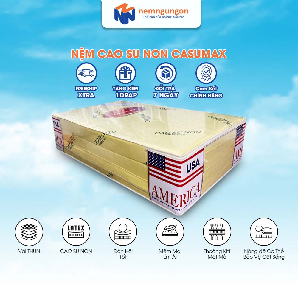 Nệm cao su non Casumax gấp 3 dày 10cm đủ size êm ái bảo hành 10 năm