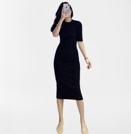 Đầm body tay lỡ - váy body len tăm xẻ tà dài 1m vải dày đẹp freeship