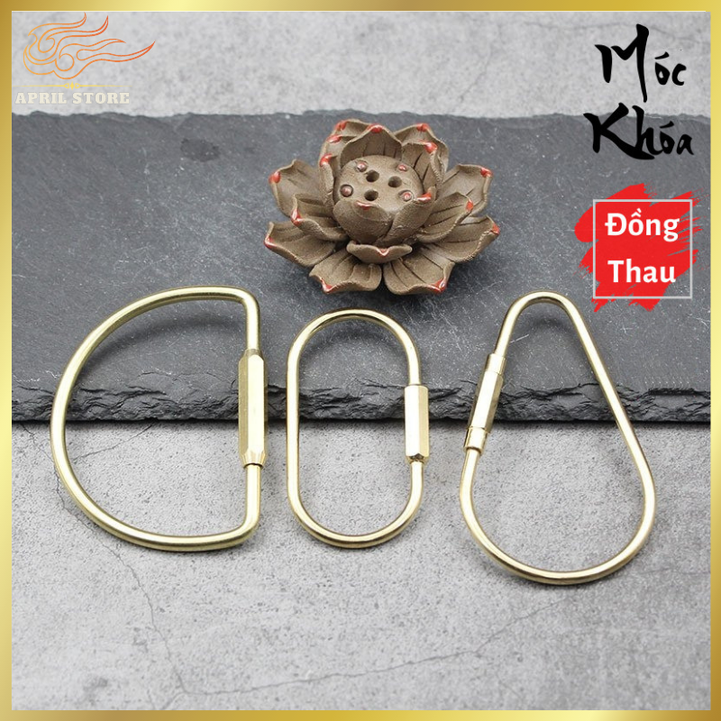 Móc Khóa Đồng Thau - Móc Khóa Treo - 3 Size 3 Kiểu - Xoay 360 độ Không Điểm Chết
