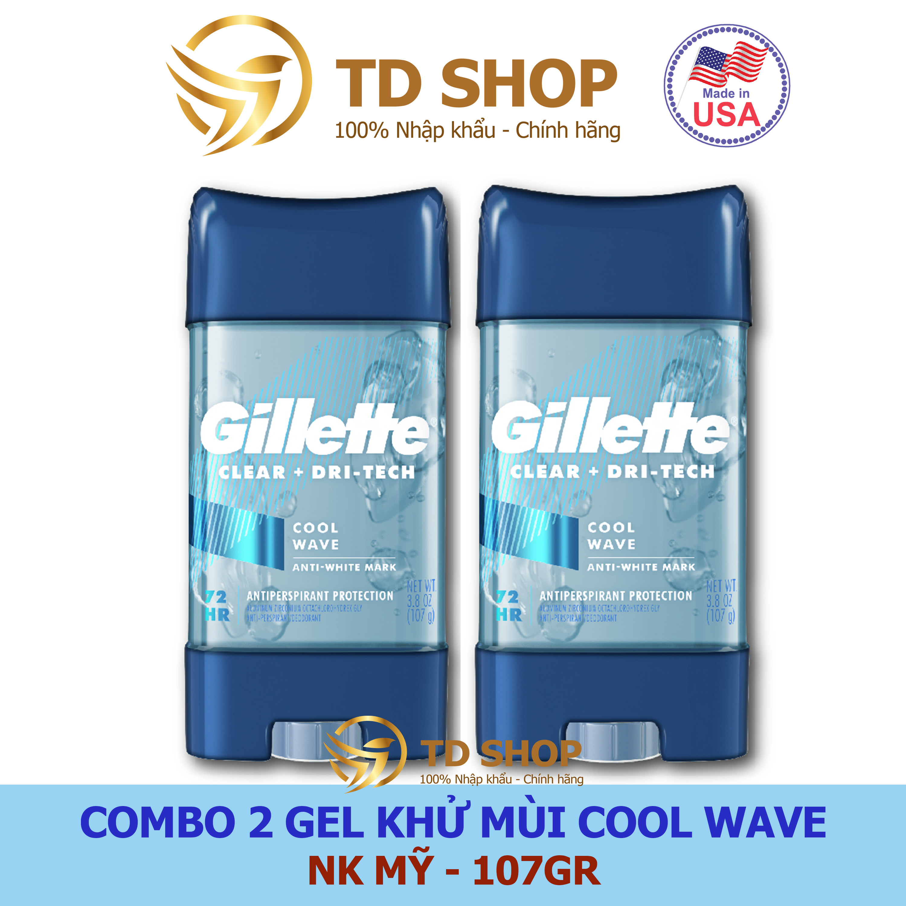 Combo 2 chai Lăn Khử Mùi Gillette Clear Gel 107g Coolwave - TD Shop