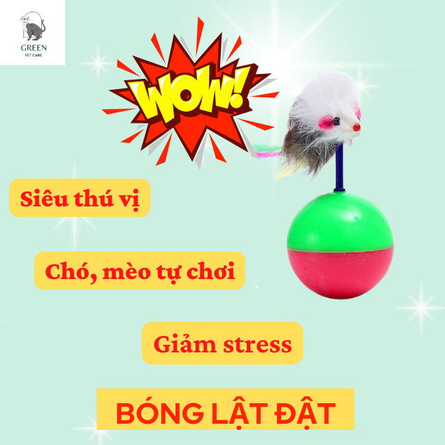 Đồ chơi cho chó mèo bóng lật đật gắn chuột lông