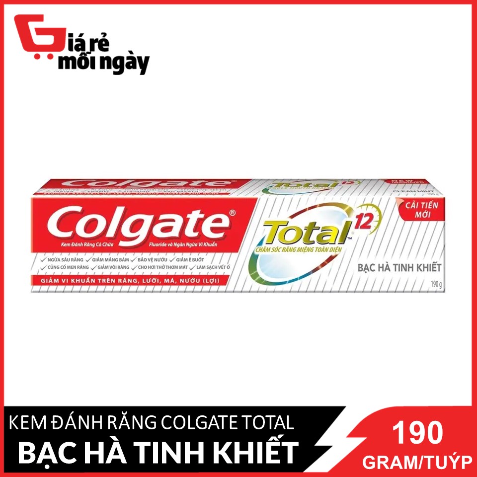 Kem đánh răng Colgate Total Bạc Hà Sạch hiệu quả giảm chảy máu nướu 190g