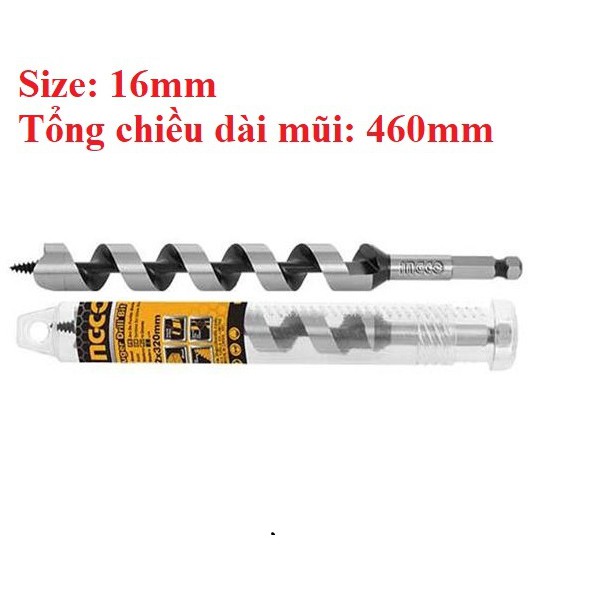 16x460mm mũi khoan gỗ xoắn ốc ingco dbw3211602
