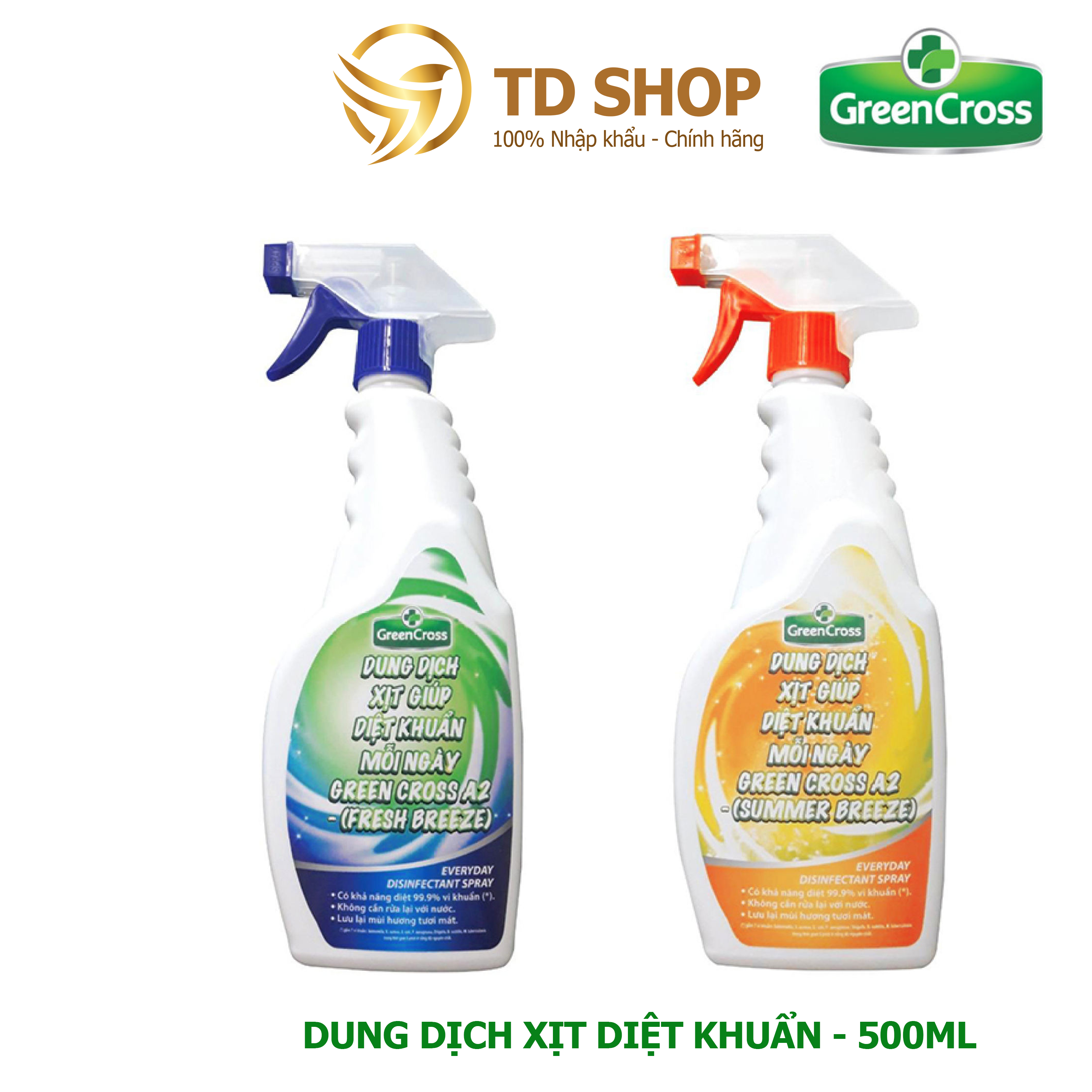 Dung Dịch Xịt Diệt Khuẩn GreenCross 500ml Tự nhiên I Dưa táo - TD Shop
