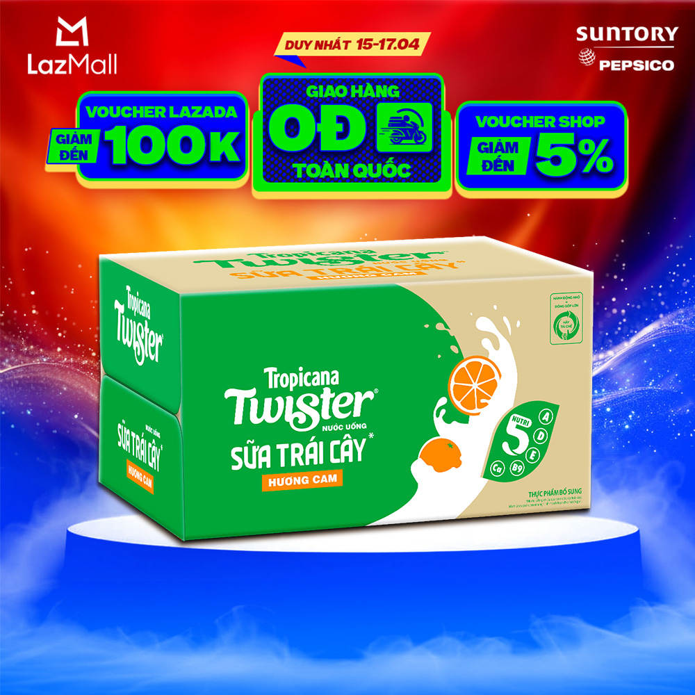 [SALE ĐẠI LỄ] Thùng 24 Chai Sữa Trái Cây Hương Cam Twister (320ml/chai)