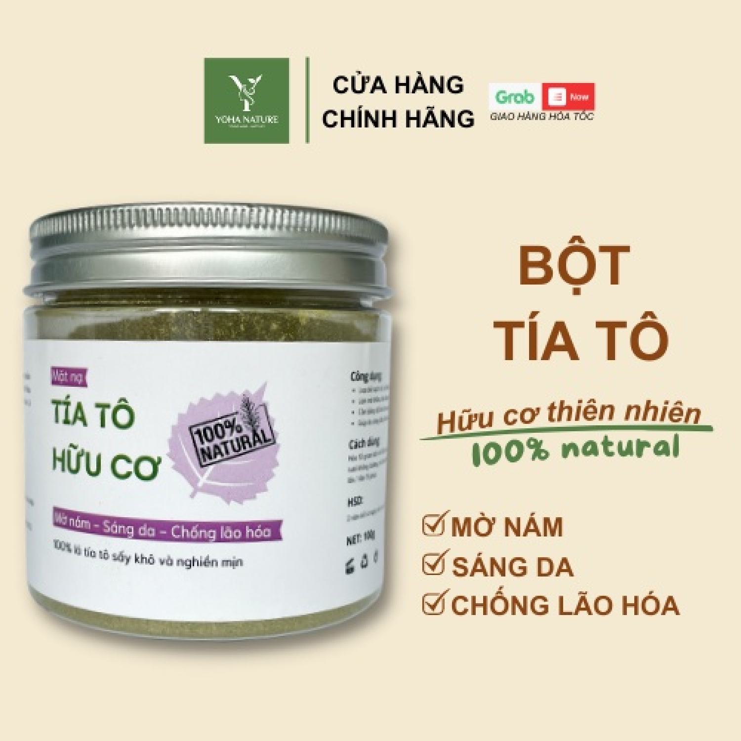 Mặt nạ tía tô bột mặt nạ đắp mặt nguyên chất - Đắp mặt - Rửa mặt - Dưỡng trắng da Yoha