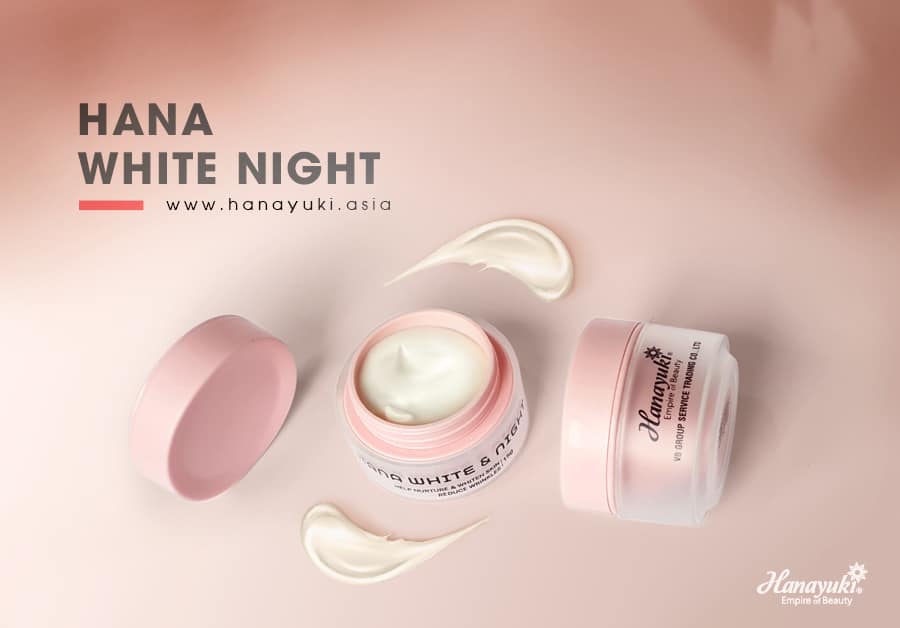 Kem Dưỡng Trắng Da Chống Lão Hóa Ban Đêm Hanayuki, Hana White Night mini 15G, Dưỡng Ẩm, Mờ Nếp Nhăn, Ngăn Ngừa Sạm Nám, Da Sáng Mịn