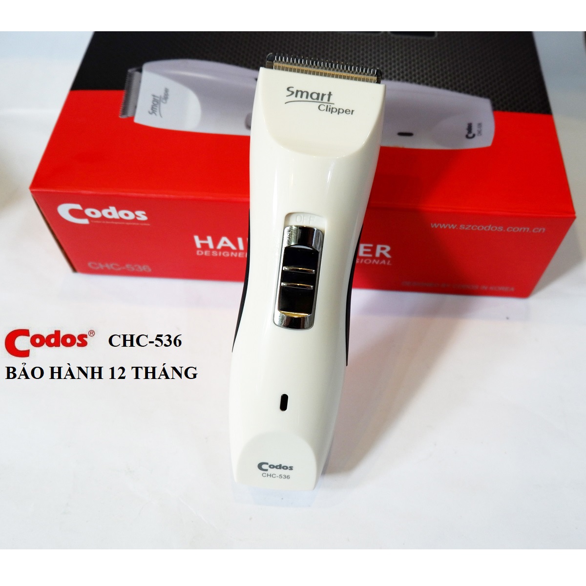 Tông đơ cắt tóc sạc điện Codos CHC 536 + Áo Choàng cắt tóc, tông đơ cắt tóc cao cấp cho gia đình, BH 12 tháng