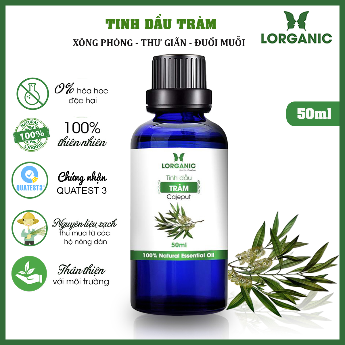 Tinh dầu tràm lorganic nguyên chất 99% lgn0004