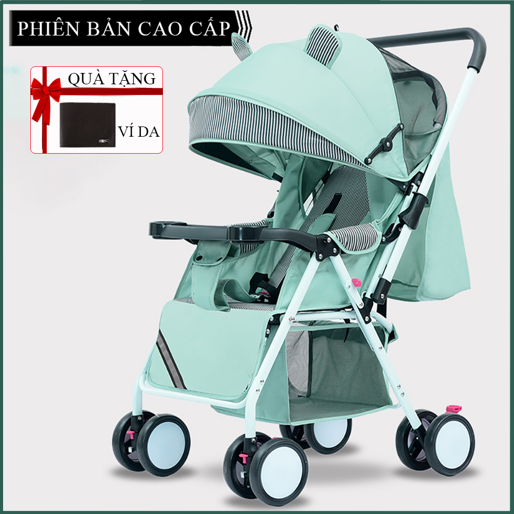 Xe nôi đẩy cho em bé phiên bản cao cấp, Xe đẩy 2 chiều 3 tư thế cho bé, Xe nôi đẩy gấp gọn, đệm lưới thoáng mát, thiết kế tiện lợi gấp gọn dễ dàng ( Bảo hành 2 năm lỗi 1 đổi 1 trong 7 ngày )