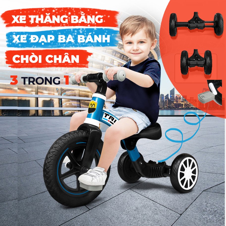 Xe đạp 3 bánh Tricky Bunny kết hợp xe chòi chân cho bé,giữ thăng bằng tốt,bánh xe chống trơn trượt chỉnh được chiều cao, có bán kèm phụ kiện xe