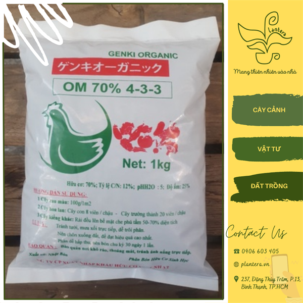 Phân gà viên nhật genki om 70% 4-3-3 5kg - phân hữu cơ - phân viên nén