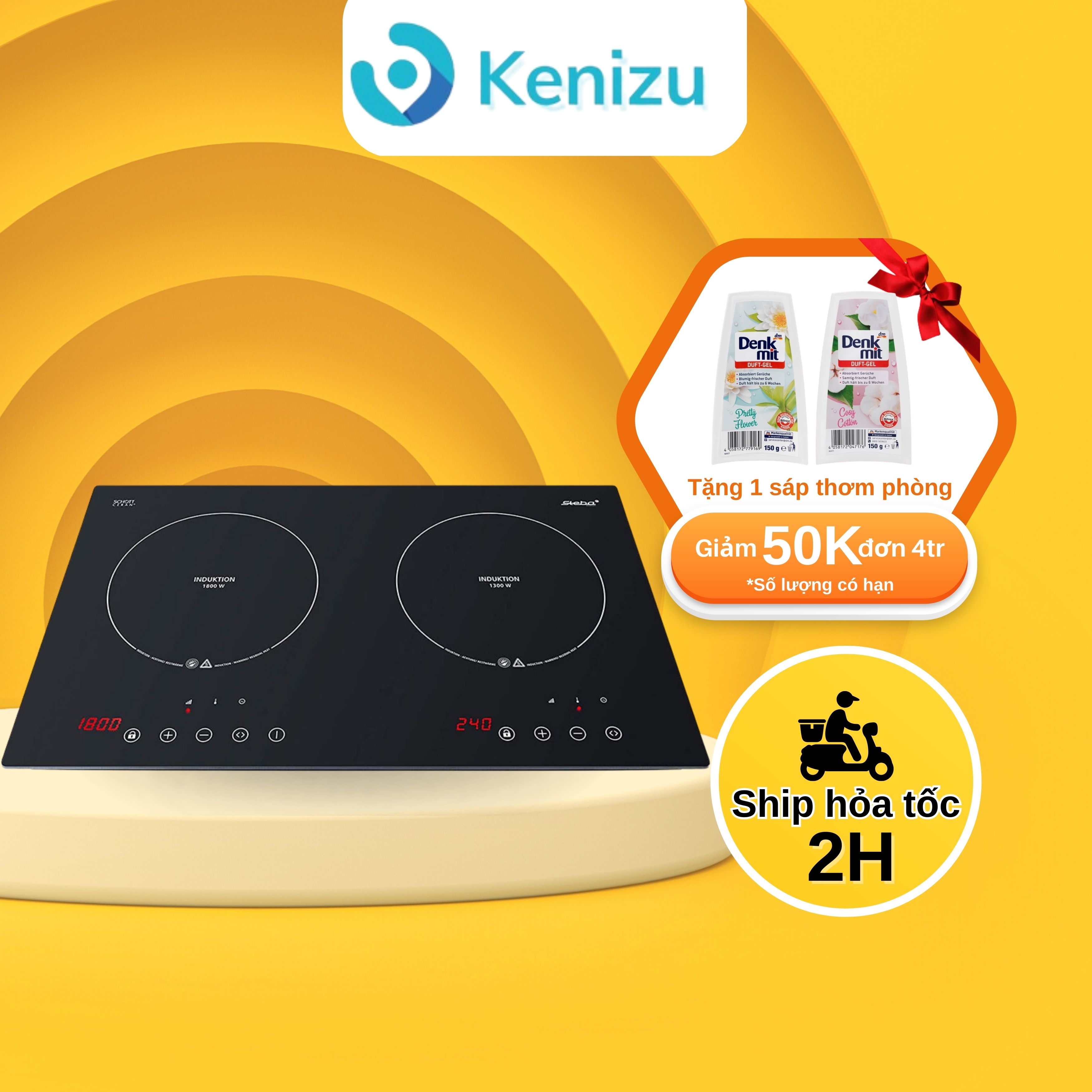 Bếp từ đôi Steba IK300 công suất 3100W, điều khiển cảm ứng, 10 chế độ điều chỉnh bảo hành 12 tháng