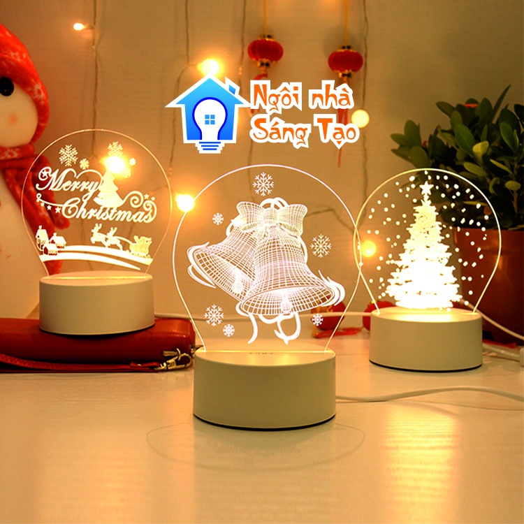 Đèn trang trí 3D Quà tặng giáng sinh Trang trí Noel Quà giáng sinh độc đáo - Merry christmas 2023