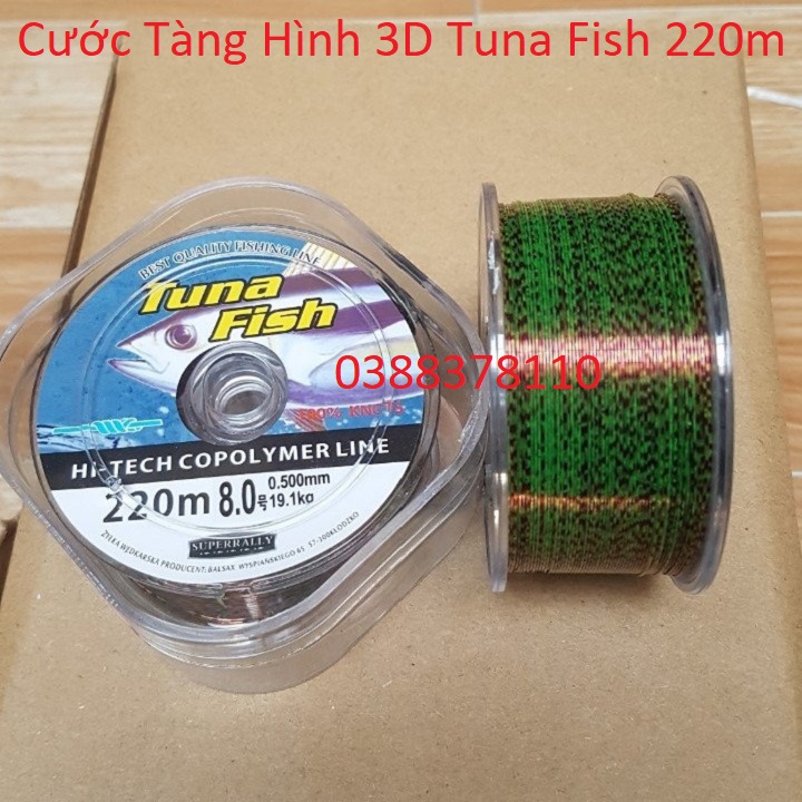 Dây cước câu cá tàng hình 3d tuna fish 220m