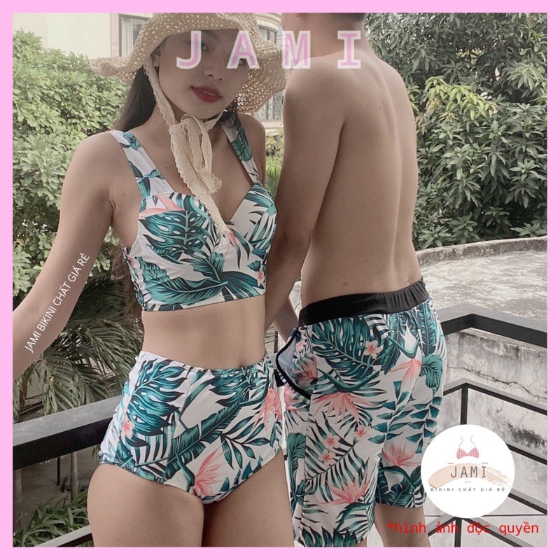 [sale 139k cặp] Bikini Đồ Bơi Nữ Quần Bơi Nam Hoạ Tiết Mùa Hè Đi Biển Đồ Đôi Couple Đi Bơi Jami - Cp01