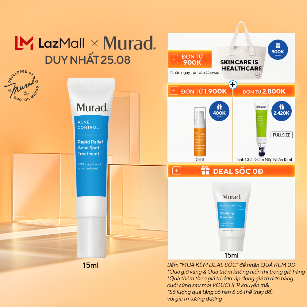 Gel chấm giảm mụn cấp tốc MURAD Rapid Relief Acne Spot Treatment 15ml