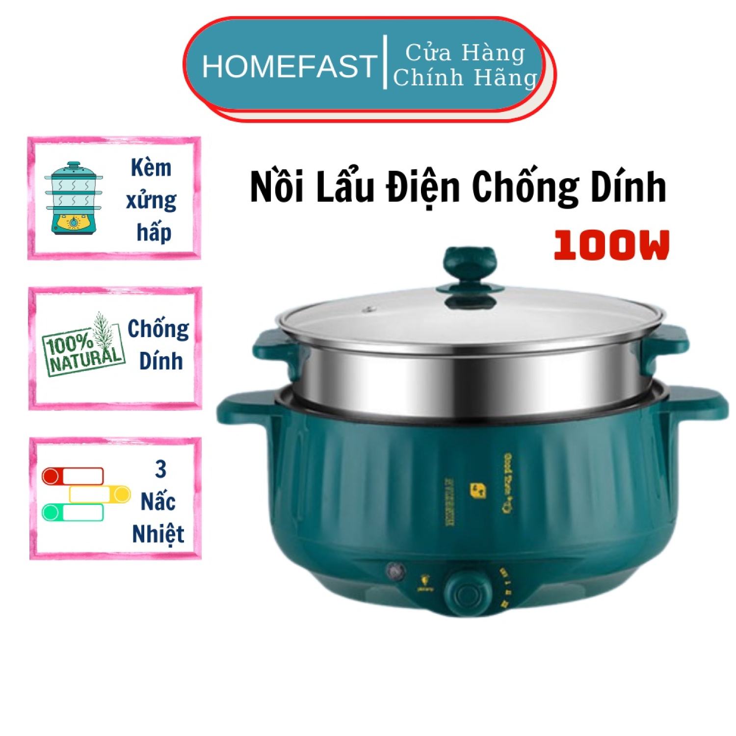 Nồi lẩu điện mini, ca nấu mì hai tầng đa năng mini siêu tốc dung tích 1.8 lít, 26 cm nấu cơm, nấu lẩu, nấu đa năng