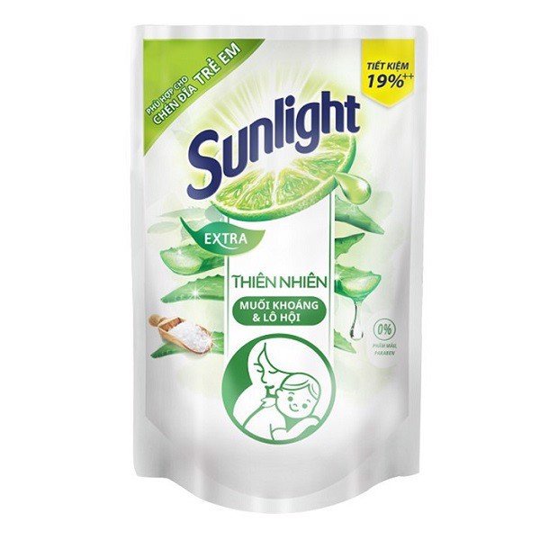Nước rửa chén sunlight muối khoáng lô hội/ matcha trà nhật túi 750g