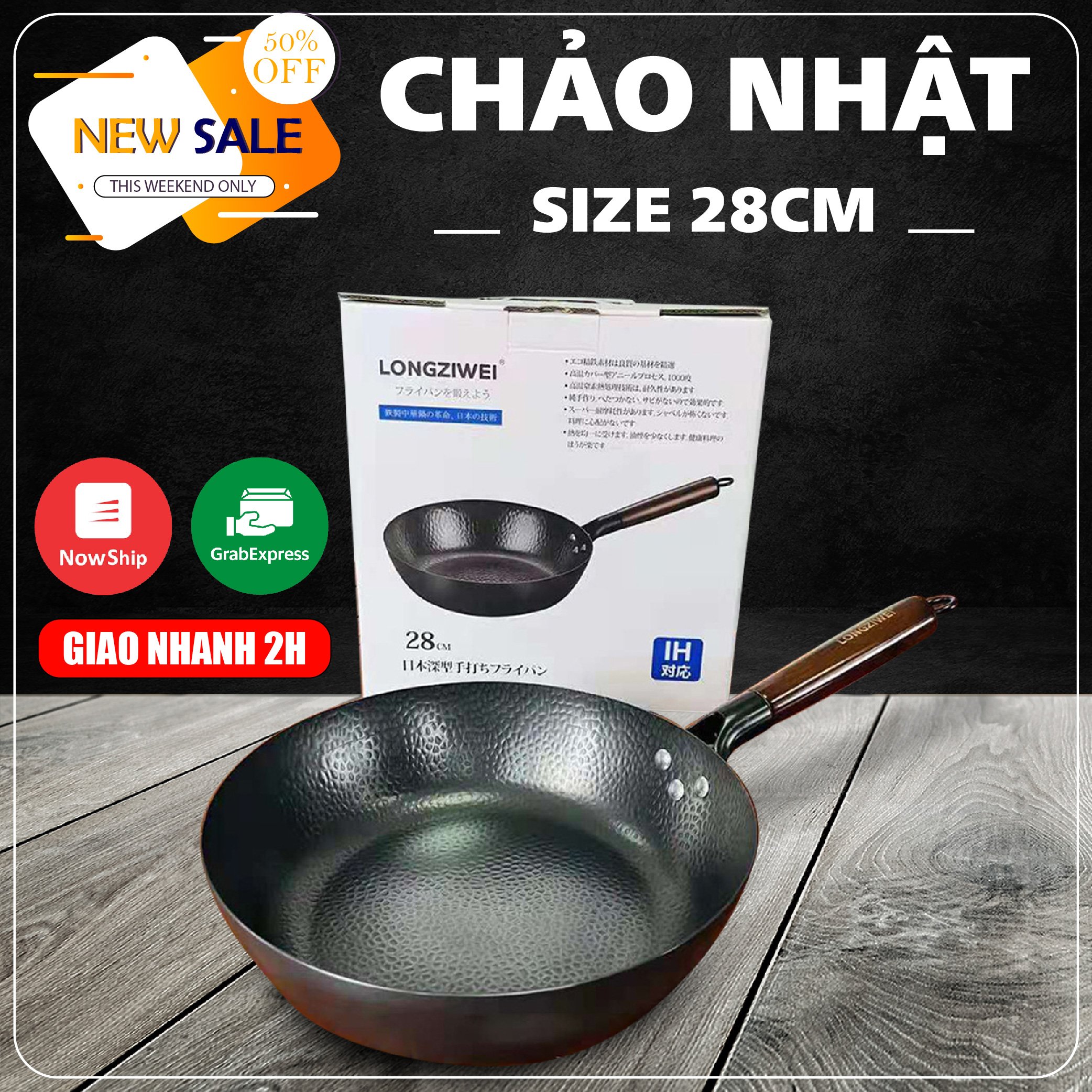 Chảo Chống Dính Nhật Bản Sâu Lòng 28 Cm Cao Cấp - Chảo dán chống dính lòng sâu - Chảo chiên xào