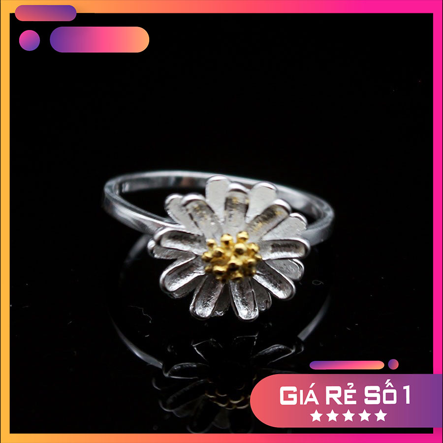 Nhẫn nữ  hoa cúc 100% chất liệu bạc thật không xi mạ có thể chỉnh size theo yêu cầu - LMNU32