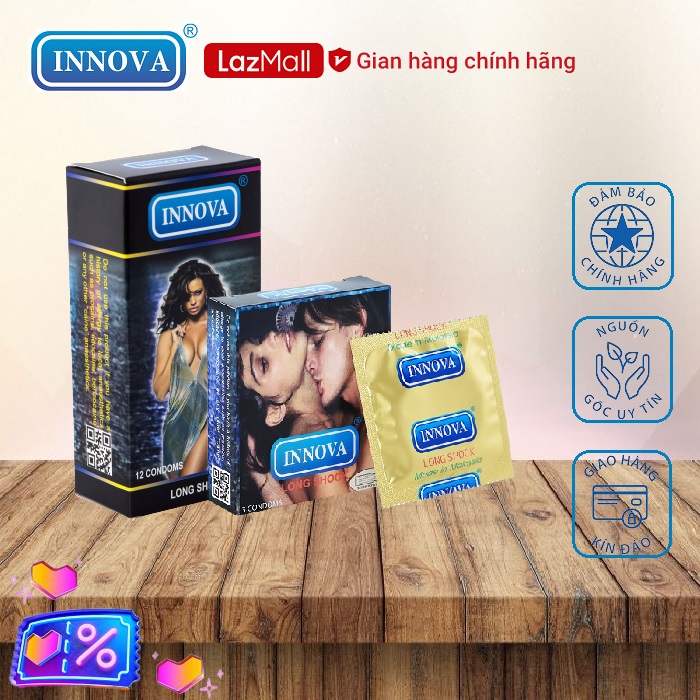 Bao cao su Innova 12 bao ( Hộp Đen - Siêu Gai ) - Kéo dài thời gian quan hệ + Tặng 1 Hộp 3 bao.