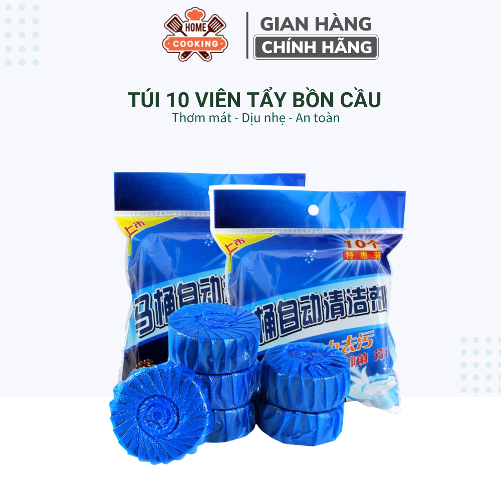 Túi 10 viên tẩy bồn cầu nhà vệ sinh viên thả khử mùi diệt khuẩn làm sạch mảng bám an toàn cho người sử dụng