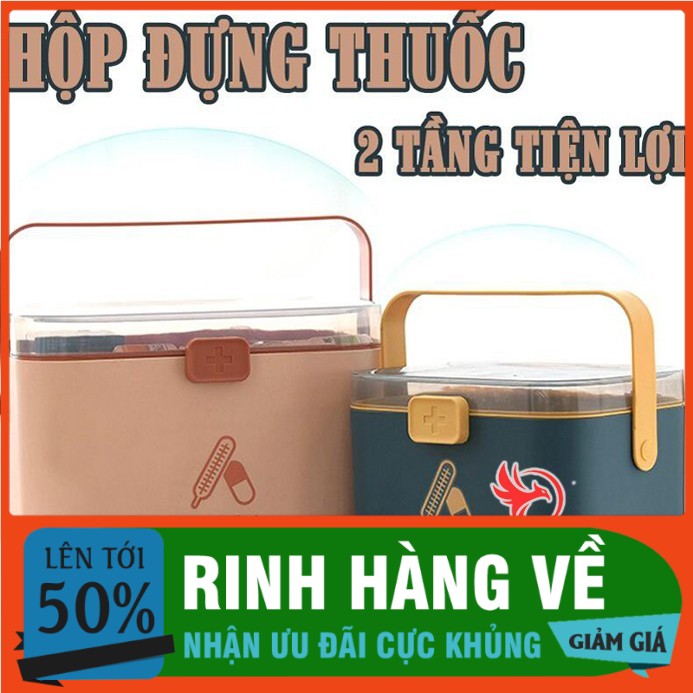 Hộp đựng thuốc y tế cho cá nhân gia đình có khay uống thuốc tây tiện lợi bằng nhựa cỡ lớn KÍCH THƯỚC : 21x14x15 cm