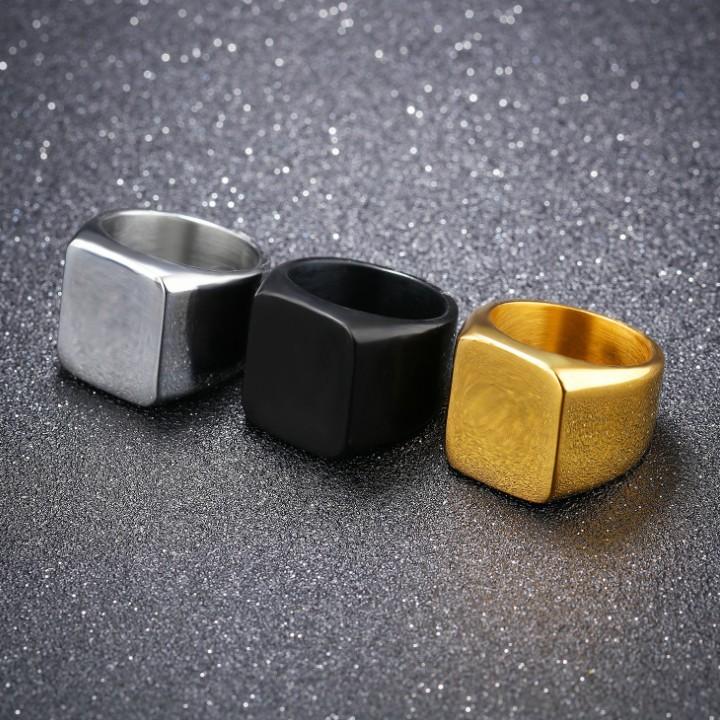 Nhẫn Nam Mặt Vuông Titan Không Đen TT 1155