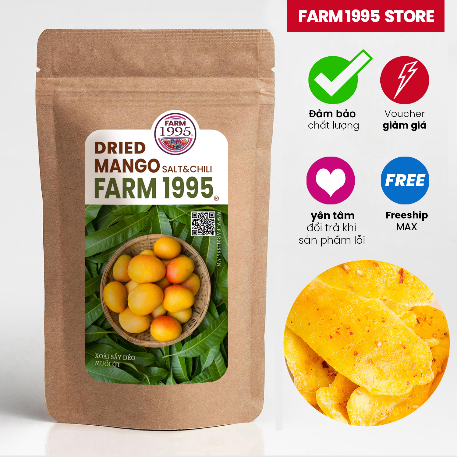 Xoài sấy dẻo muối ớt Farm 1995, Hoa quả sấy