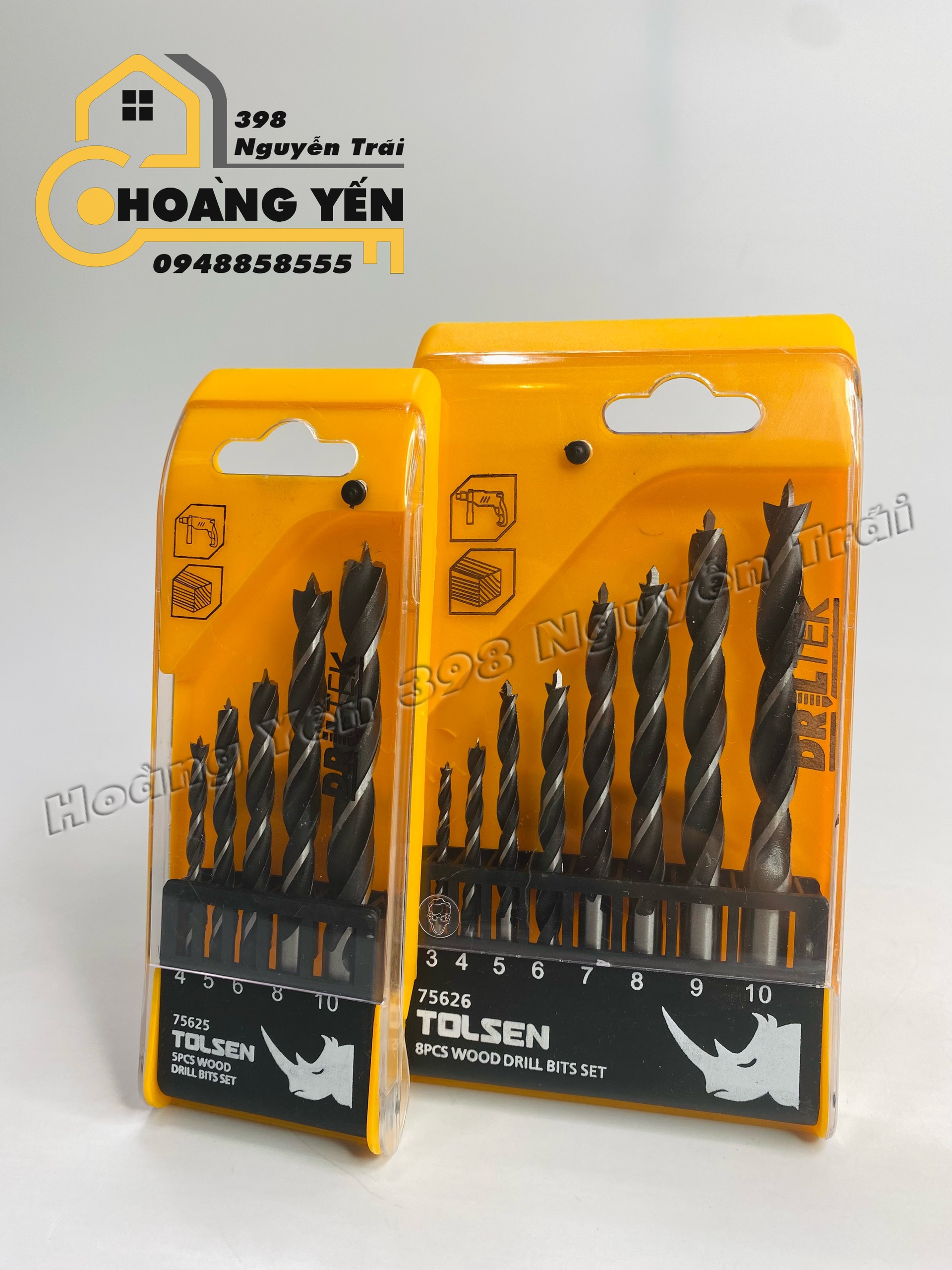 Bộ 8 khoan gỗ tolsen 75626 - đen - khóa hoàng yến 398 nguyễn trãi