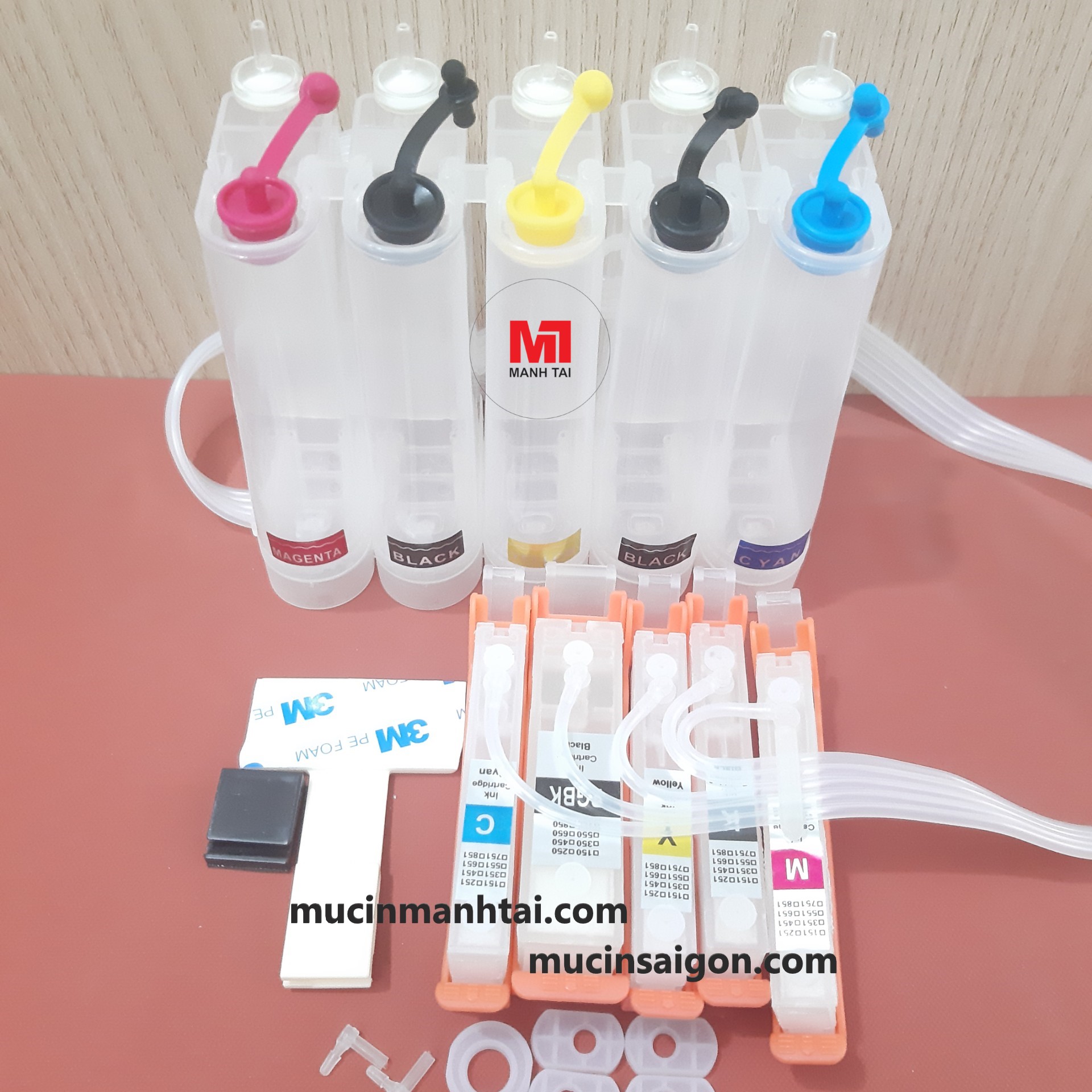 Hệ thống rỗng dùng cho máy in canon pixma ix 6770/6860/6870 - 100ml 5 màu có chip