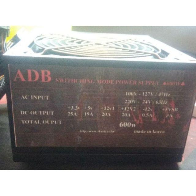 Nguồn máy tính adb 600w dây nguồn phụ 8pin