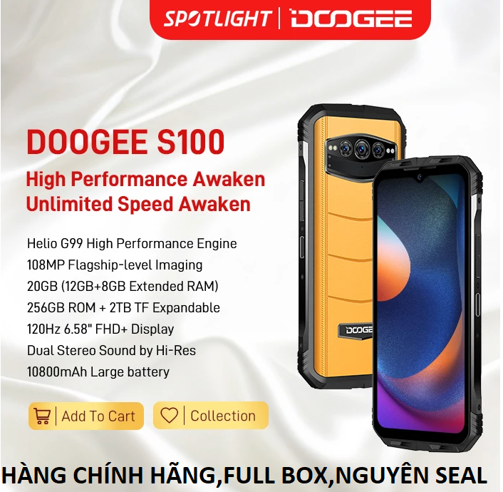 Điện thoại doogee s100 ,rom 256gb,pin 10.800mah,sạc nhanh 66w,camera 108mp)