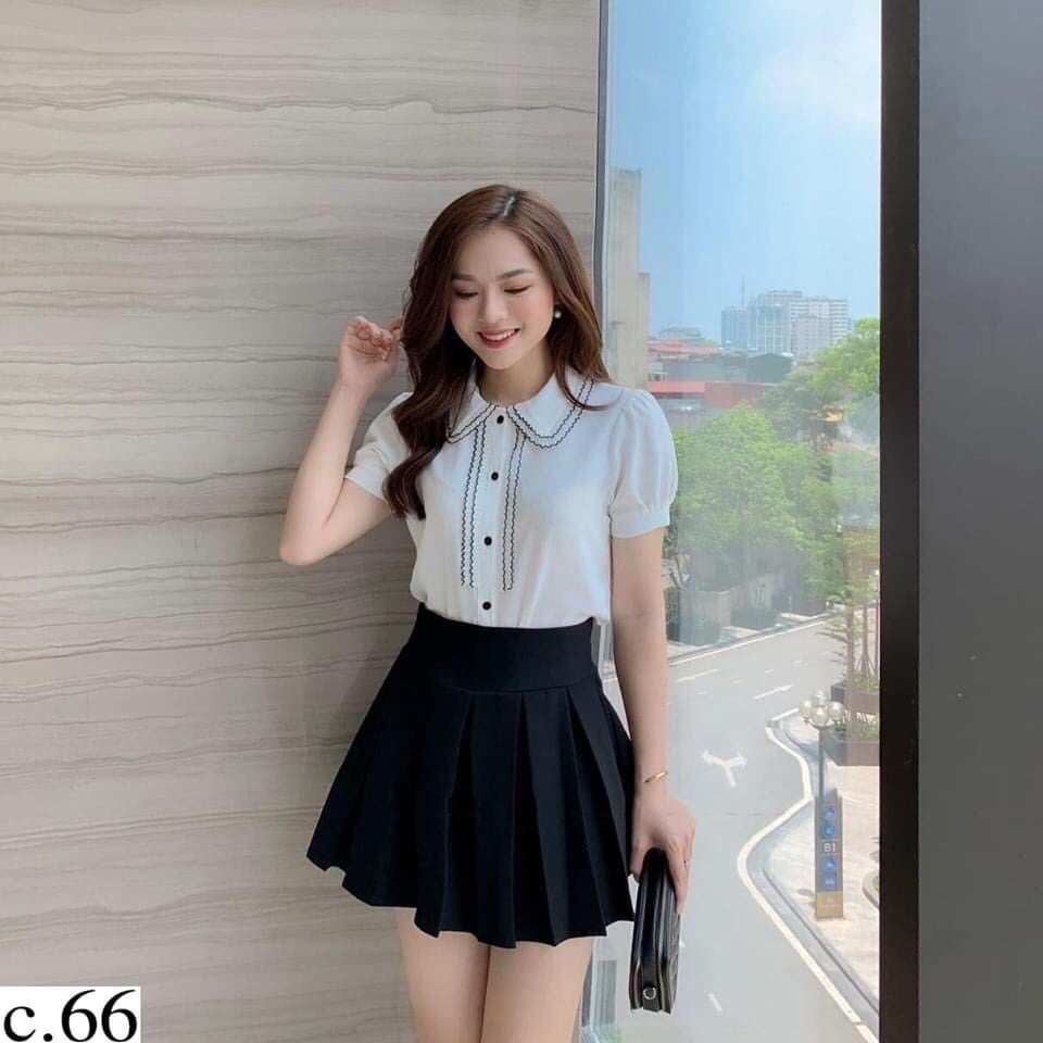 [HCM]Sét Áo Và Chân Váy Xếp Ly PM 7 Có Lót  Thời Trang Cao Cấp Hoa Hồng Trắng