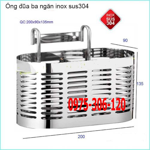  Ống Đựng Đũa Muỗng 3 NGĂN Bằng inox 304 OĐ5 CAO CẤP OVAN 3 Ngăn hàng đặt xưởng inox chuẩn chống han rỉ hàng dày chắc chắn cầm nặng tay 