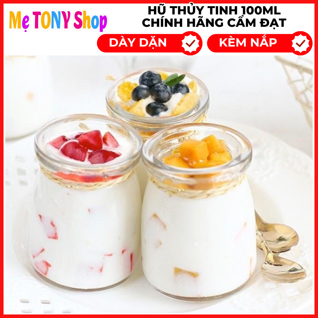 Bộ 12 hũ thủy tinh cẩm đạt cao cấp có nắp 100ml