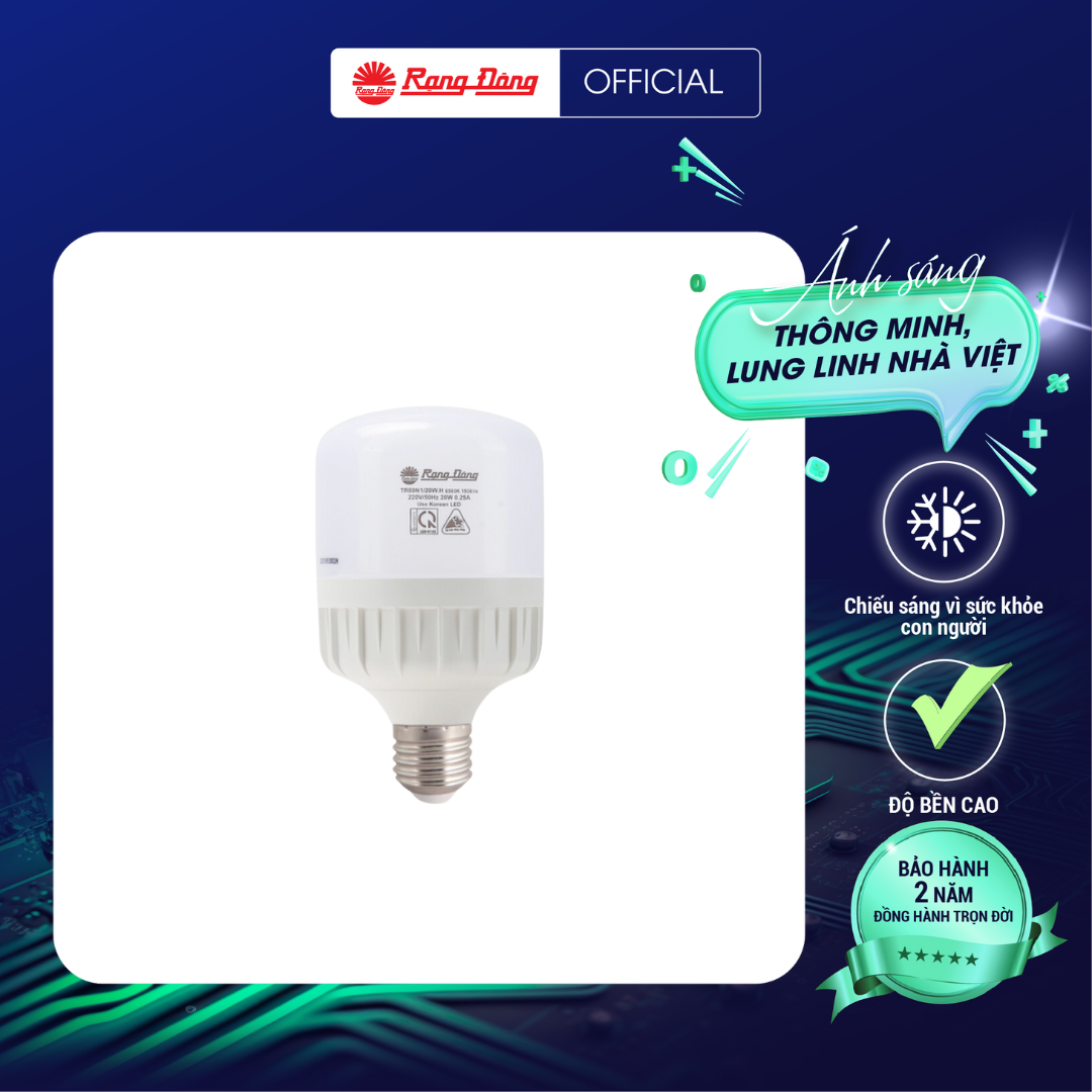 (Mua 5 bóng tặng 1 bóng) LED BULB TR80N1/20W E27 Chính hãng Rạng Đông Siêu tiết kiệm điện Tuổi thọ cao Chất lượng ánh sáng đẹp Chip LED tin cậy