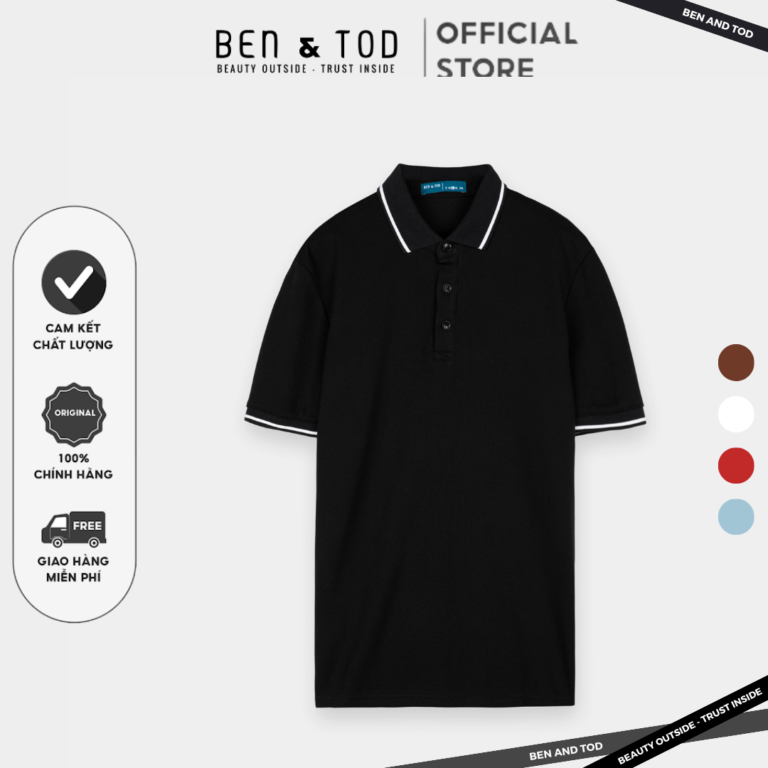 Áo polo nam BEN & TOD S21033 vải cotton 4 chiều, cao cấp, họa tiết, dày dặn, thoải mái OUTLET 289