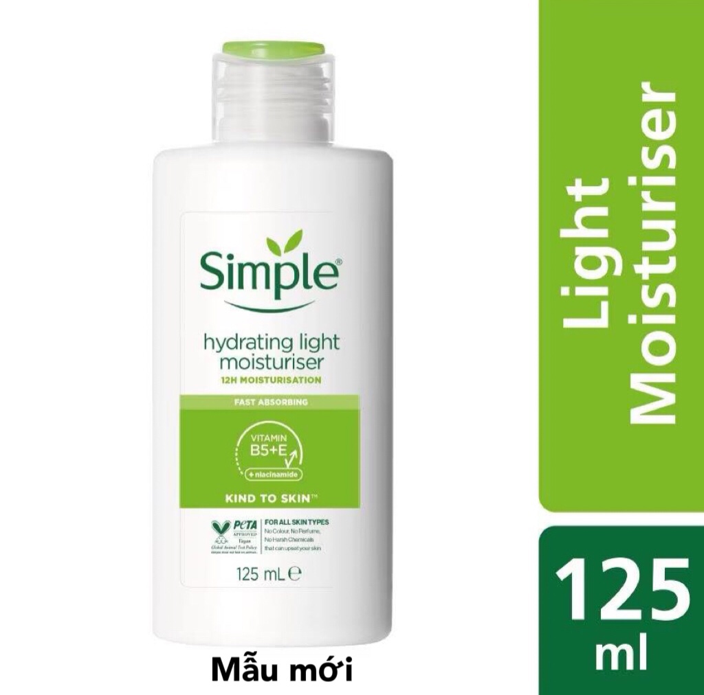 (Mẫu mới) Kem Dưỡng Ẩm Simple Kind To Skin Hydrating Light Moisturiser 125ml