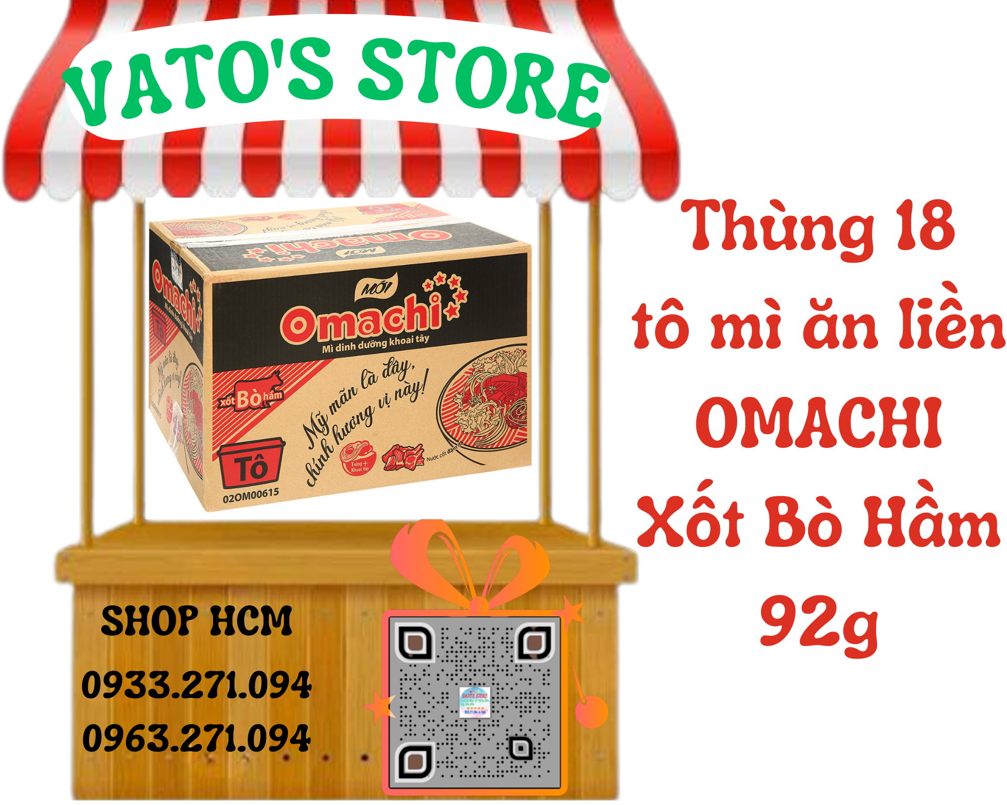 Thùng 18 hộp mì khoai tây Omachi xốt bò hầm 92g / Combo 4 hộp mì khoai tây Omachi xốt bò hầm 92g